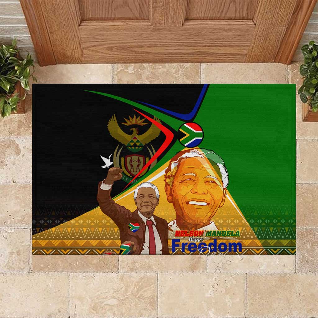 Nelson Mandela Happy Freedom Day Rubber Doormat South Africa Heritage Victory Art