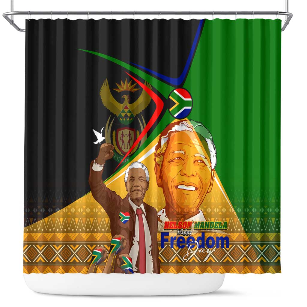 Nelson Mandela Happy Freedom Day Shower Curtain South Africa Heritage Victory Art