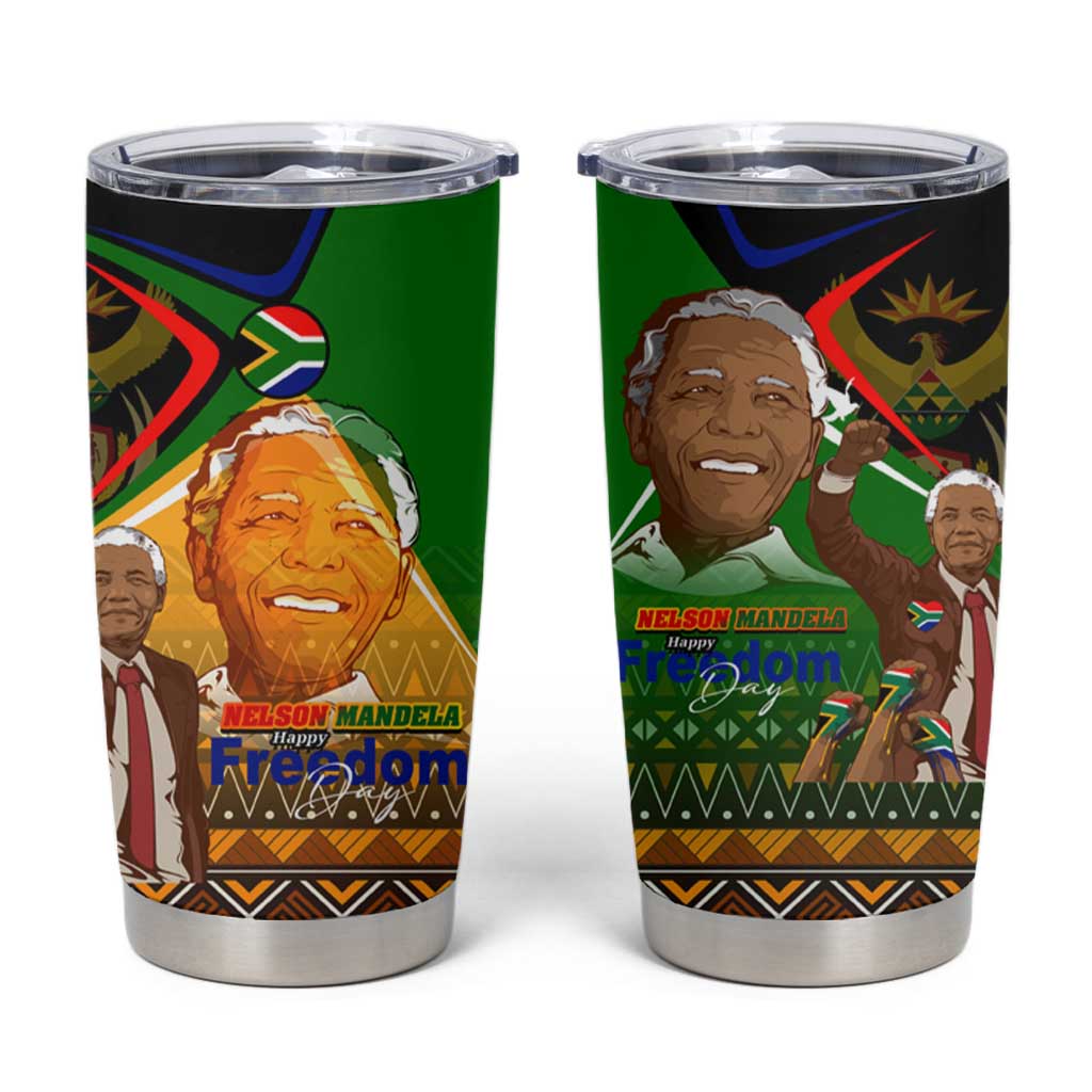 Nelson Mandela Happy Freedom Day Tumbler Cup South Africa Heritage Victory Art