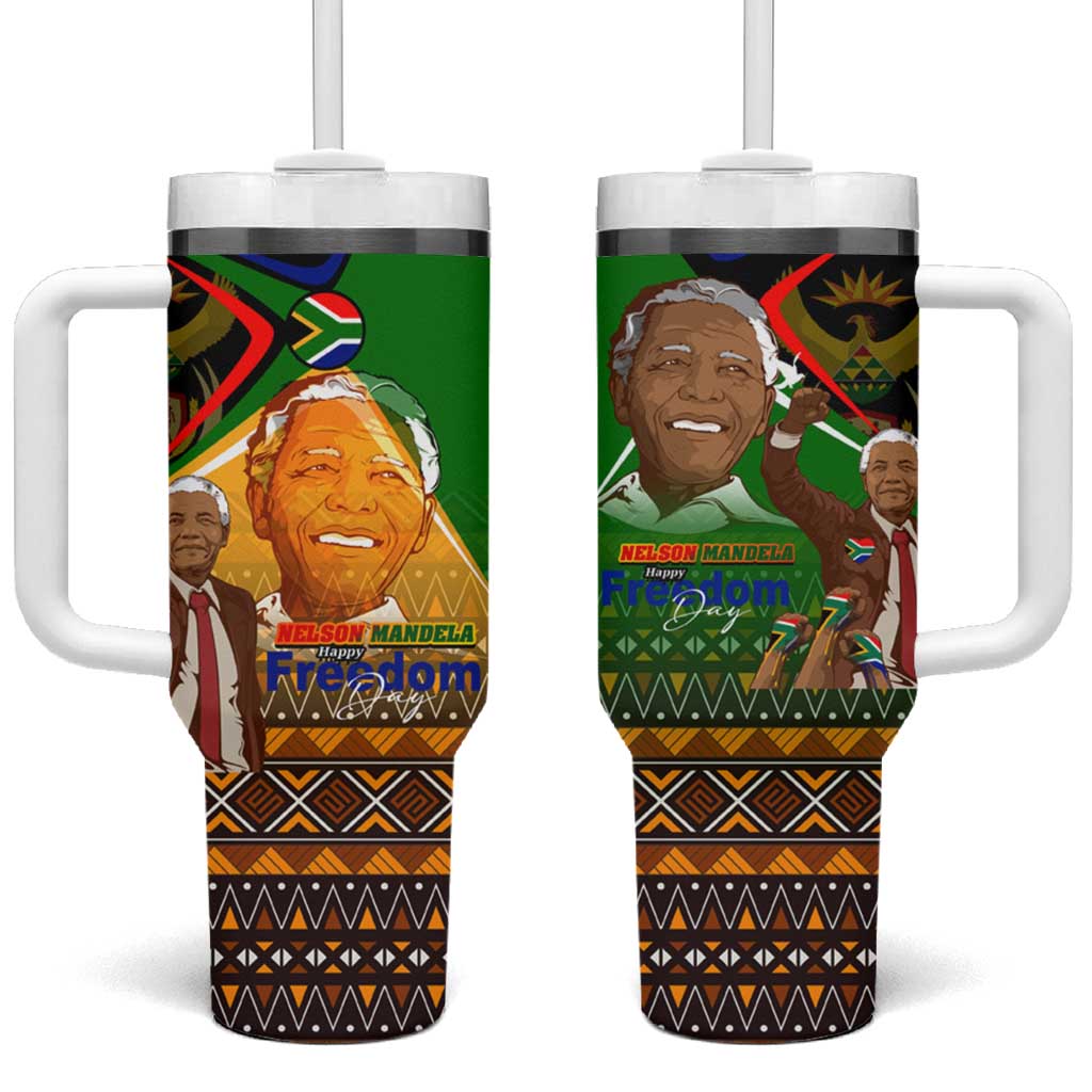 Nelson Mandela Happy Freedom Day Tumbler With Handle South Africa Heritage Victory Art