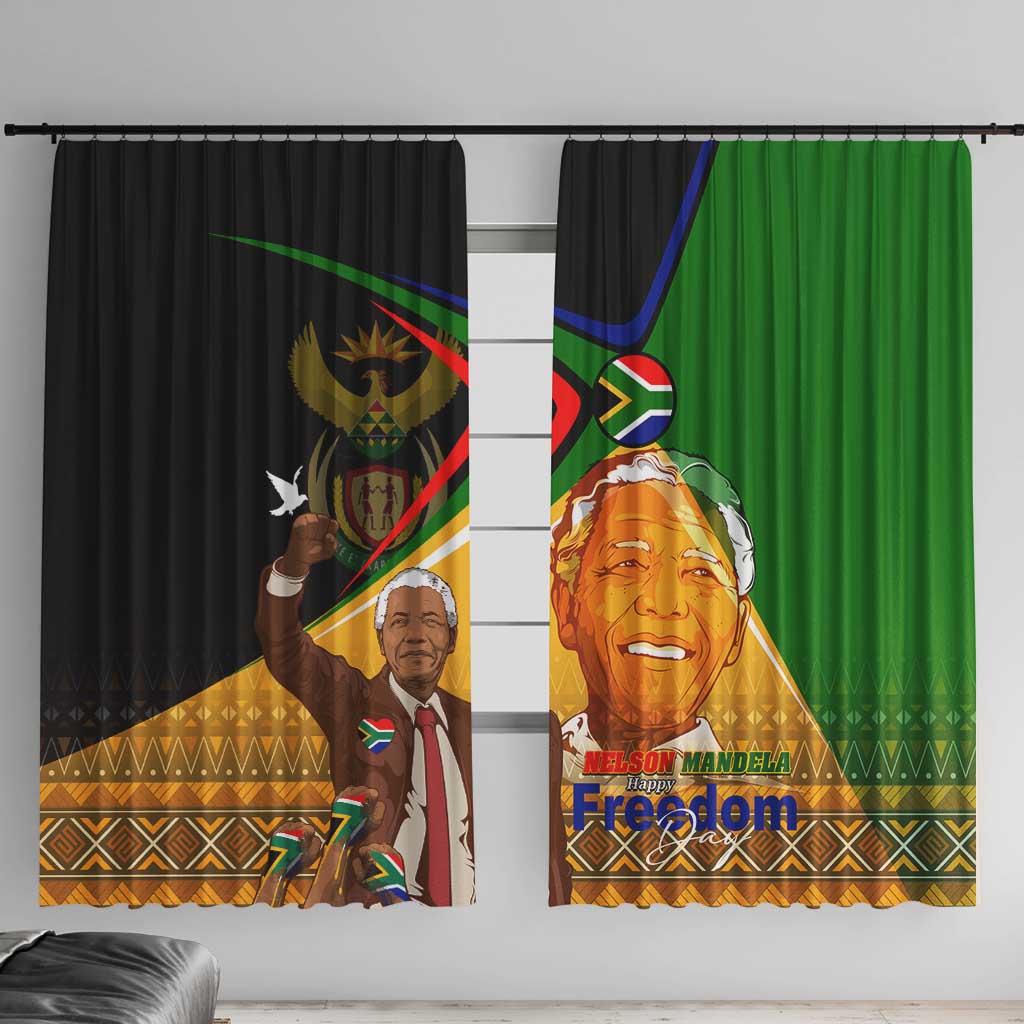 Nelson Mandela Happy Freedom Day Window Curtain South Africa Heritage Victory Art