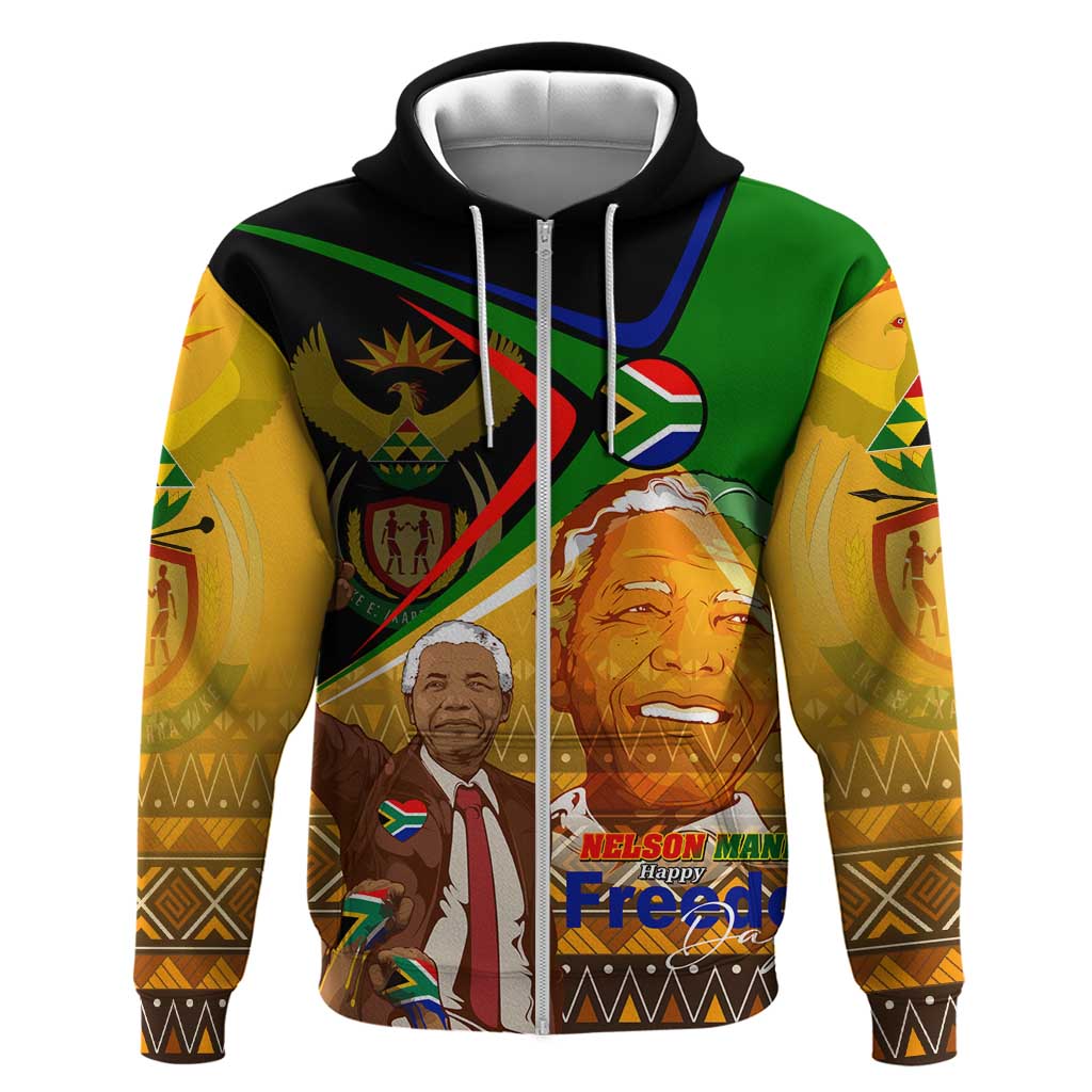 Nelson Mandela Happy Freedom Day Zip Hoodie South Africa Heritage Victory Art