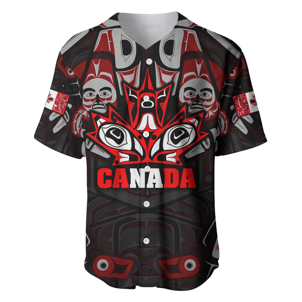 Haida Canada Day Baseball Jersey Totem Inspired Maple Leaf Indigenous Art