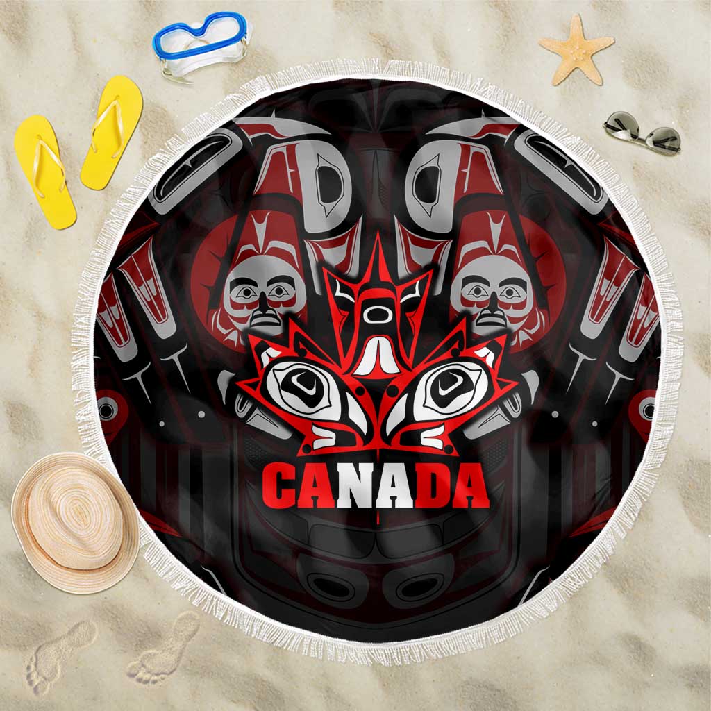 Haida Canada Day Beach Blanket Totem Inspired Maple Leaf Indigenous Art