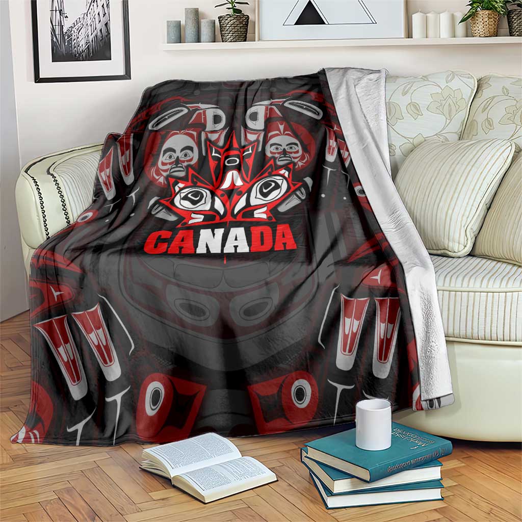 Haida Canada Day Blanket Totem Inspired Maple Leaf Indigenous Art