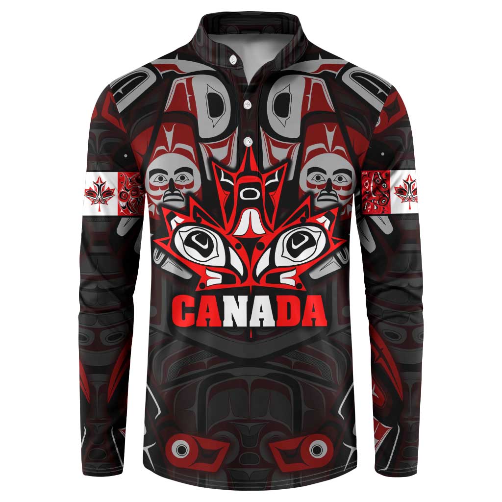 Haida Canada Day Button Sweatshirt Totem Inspired Maple Leaf Indigenous Art