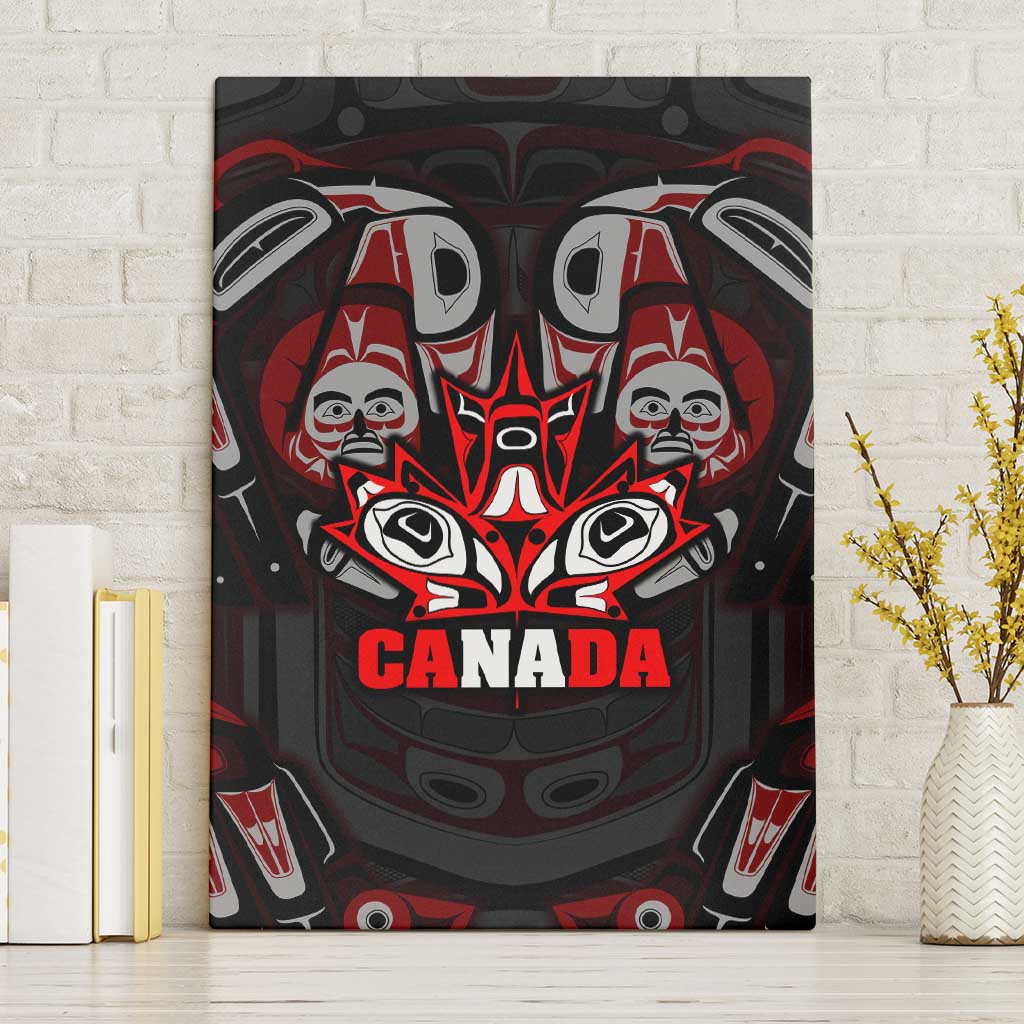 Haida Canada Day Canvas Wall Art Totem Inspired Maple Leaf Indigenous Art