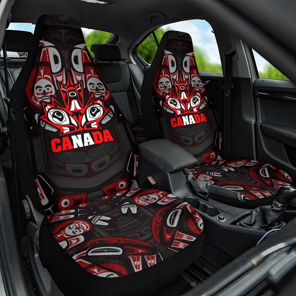 Haida Canada Day Car Seat Cover Totem Inspired Maple Leaf Indigenous Art