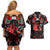 Haida Canada Day Couples Matching Off Shoulder Short Dress and Hawaiian Shirt Totem Inspired Maple Leaf Indigenous Art