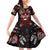 Haida Canada Day Family Matching Off Shoulder Short Dress and Hawaiian Shirt Totem Inspired Maple Leaf Indigenous Art