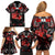 Haida Canada Day Family Matching Off Shoulder Short Dress and Hawaiian Shirt Totem Inspired Maple Leaf Indigenous Art