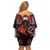 Haida Canada Day Family Matching Off Shoulder Short Dress and Hawaiian Shirt Totem Inspired Maple Leaf Indigenous Art