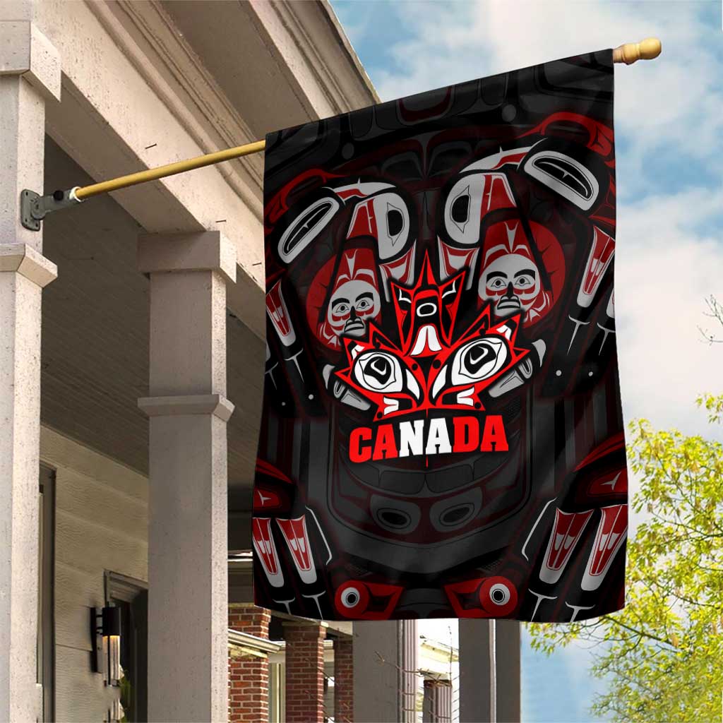 Haida Canada Day Garden Flag Totem Inspired Maple Leaf Indigenous Art