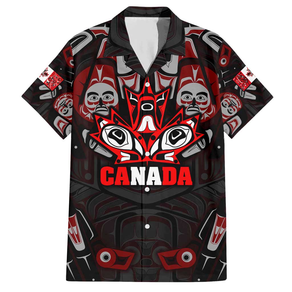 Haida Canada Day Hawaiian Shirt Totem Inspired Maple Leaf Indigenous Art