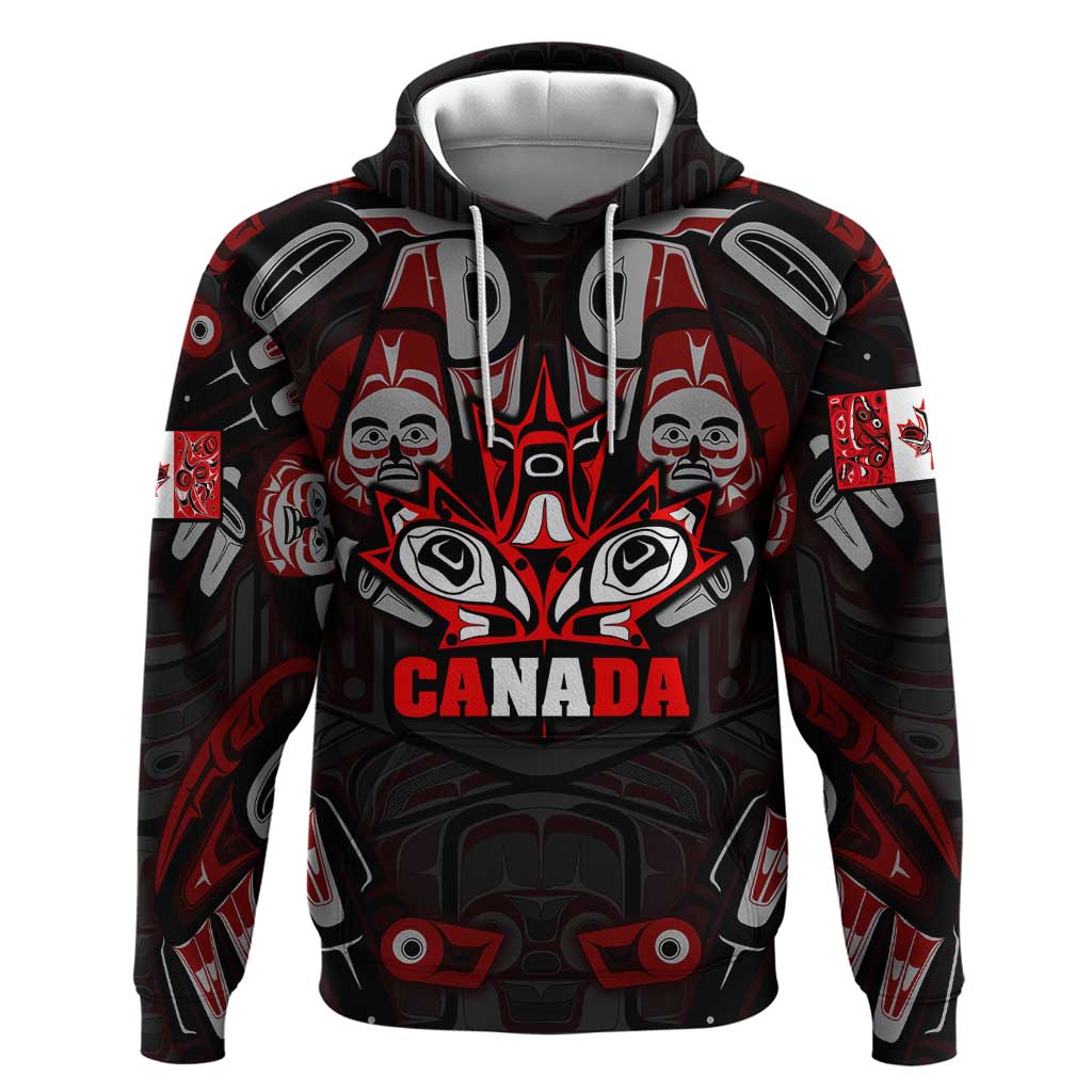 Haida Canada Day Hoodie Totem Inspired Maple Leaf Indigenous Art