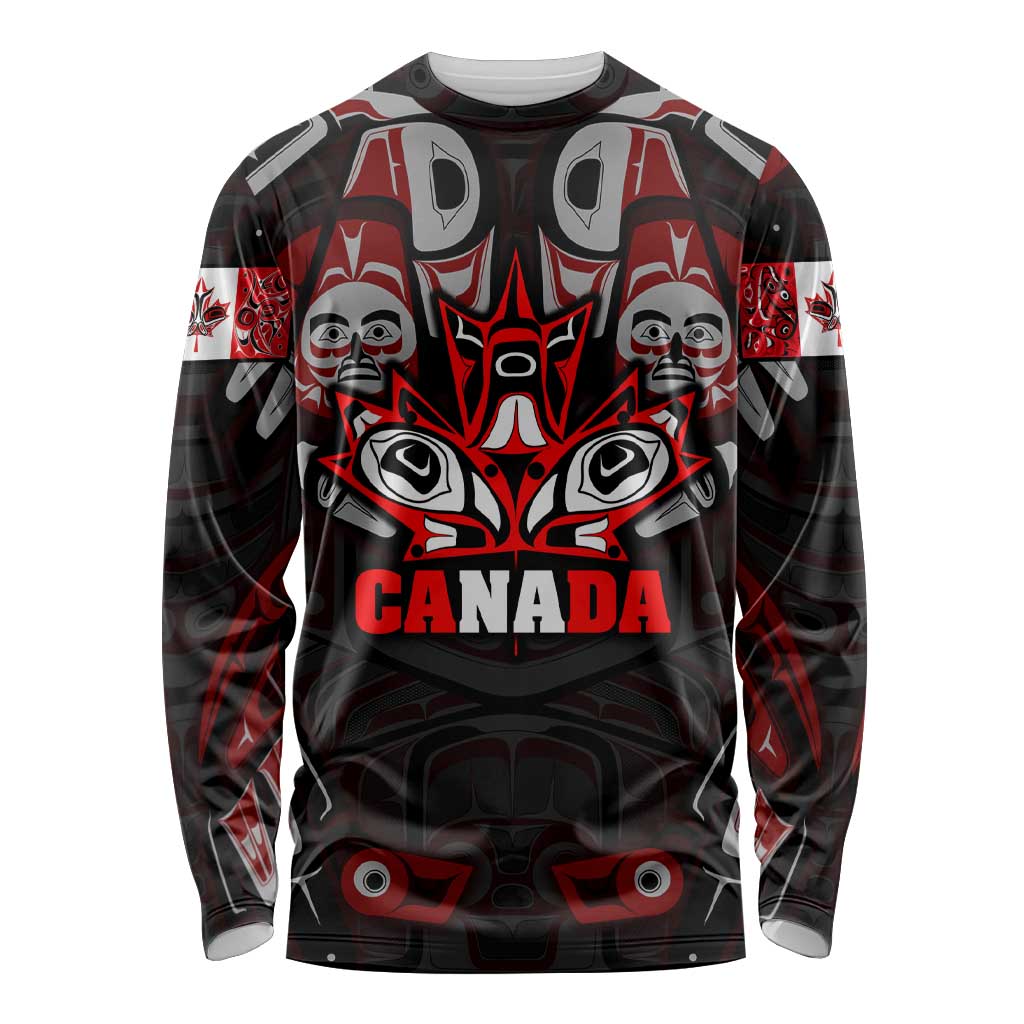 Haida Canada Day Long Sleeve Shirt Totem Inspired Maple Leaf Indigenous Art