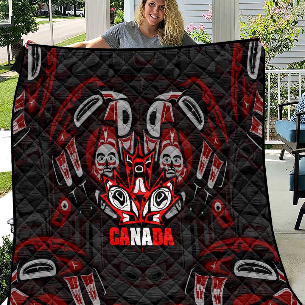 Haida Canada Day Quilt Totem Inspired Maple Leaf Indigenous Art