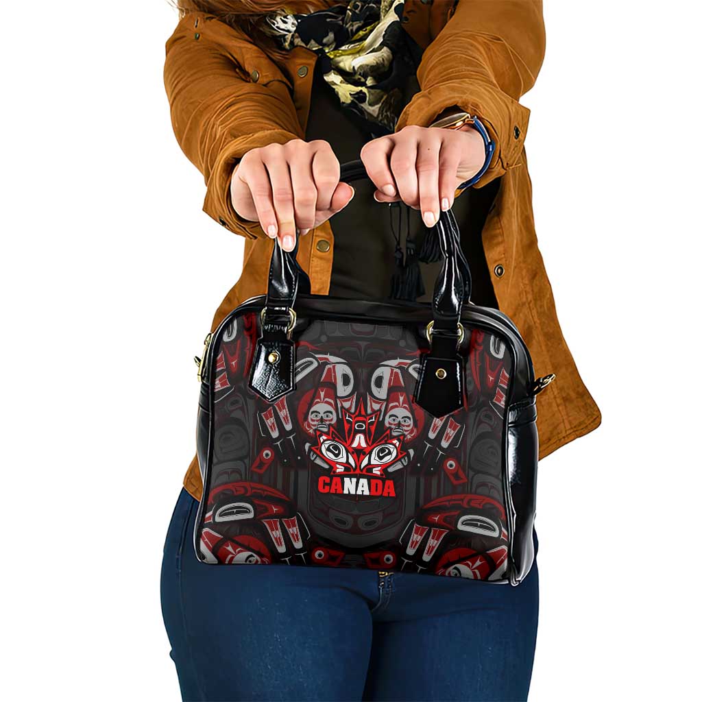 Haida Canada Day Shoulder Handbag Totem Inspired Maple Leaf Indigenous Art