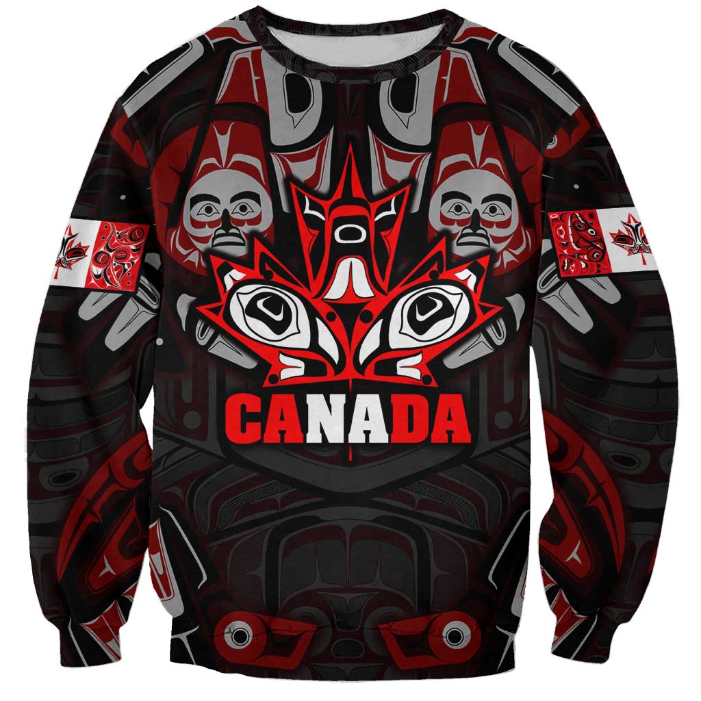 Haida Canada Day Sweatshirt Totem Inspired Maple Leaf Indigenous Art