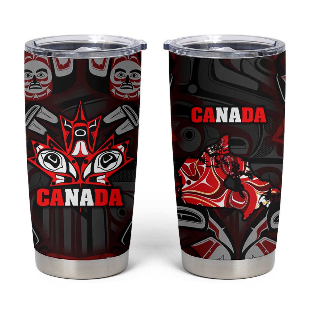 Haida Canada Day Tumbler Cup Totem Inspired Maple Leaf Indigenous Art