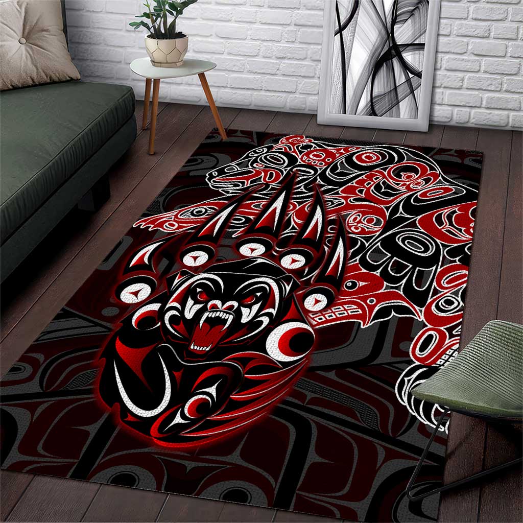 Haida Grizzly Bear Area Rug Canada Indigenous Spirit Claw Totem Art