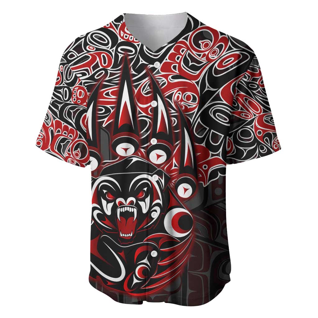 Haida Grizzly Bear Baseball Jersey Canada Indigenous Spirit Claw Totem Art