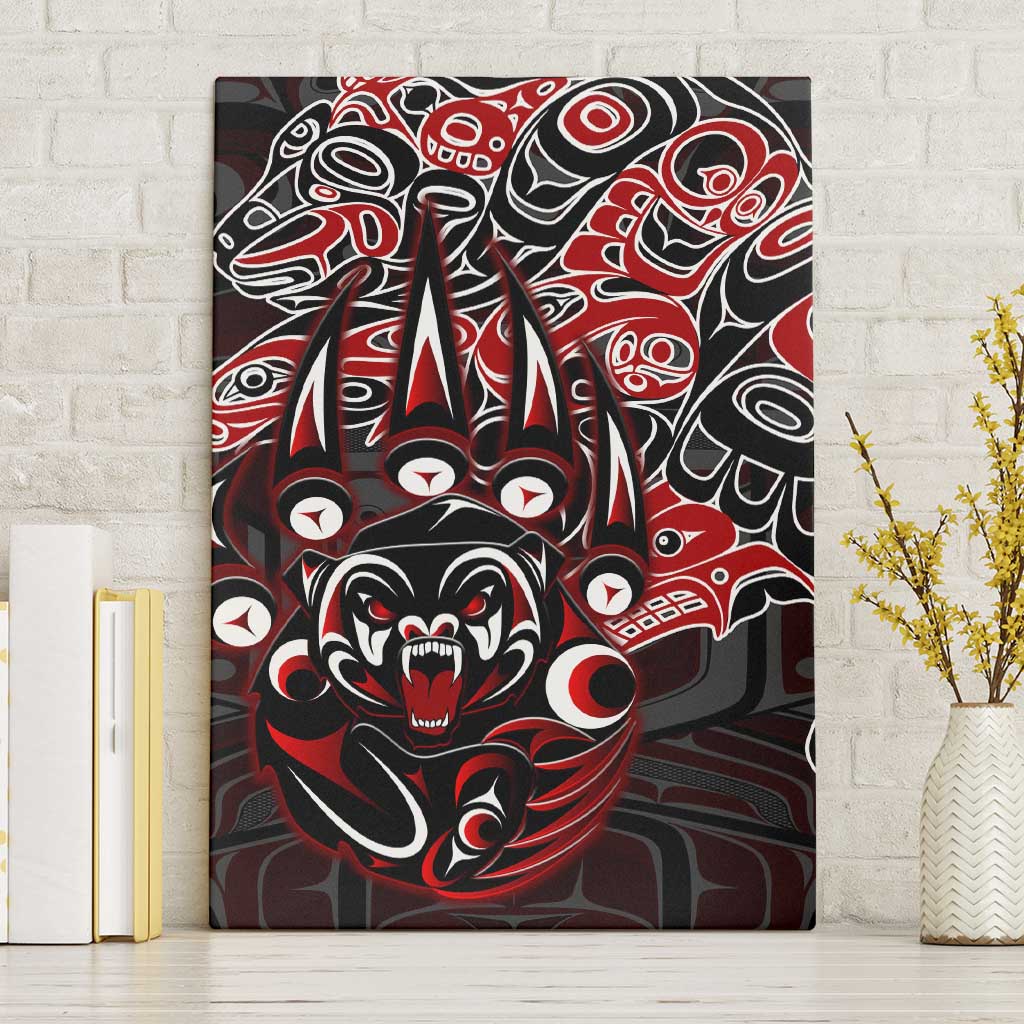 Haida Grizzly Bear Canvas Wall Art Canada Indigenous Spirit Claw Totem Art