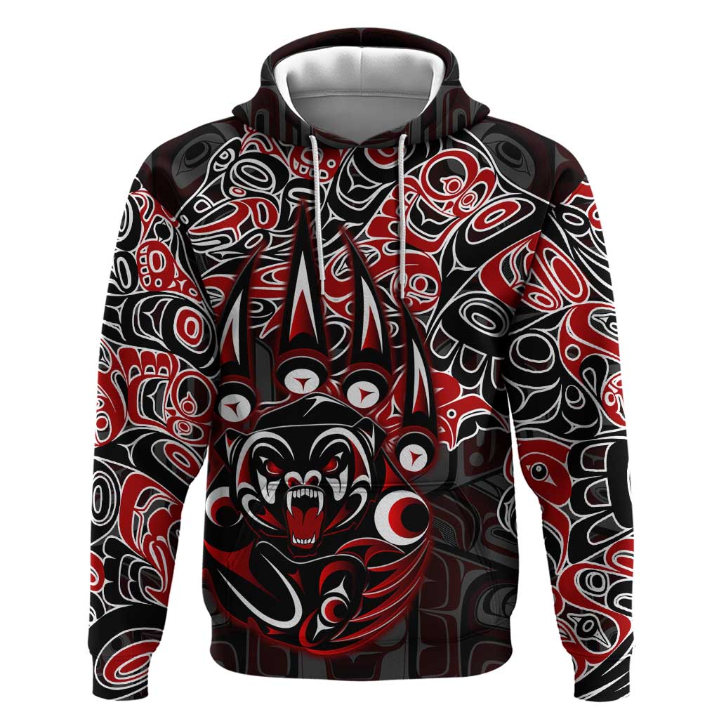 Haida Grizzly Bear Hoodie Canada Indigenous Spirit Claw Totem Art