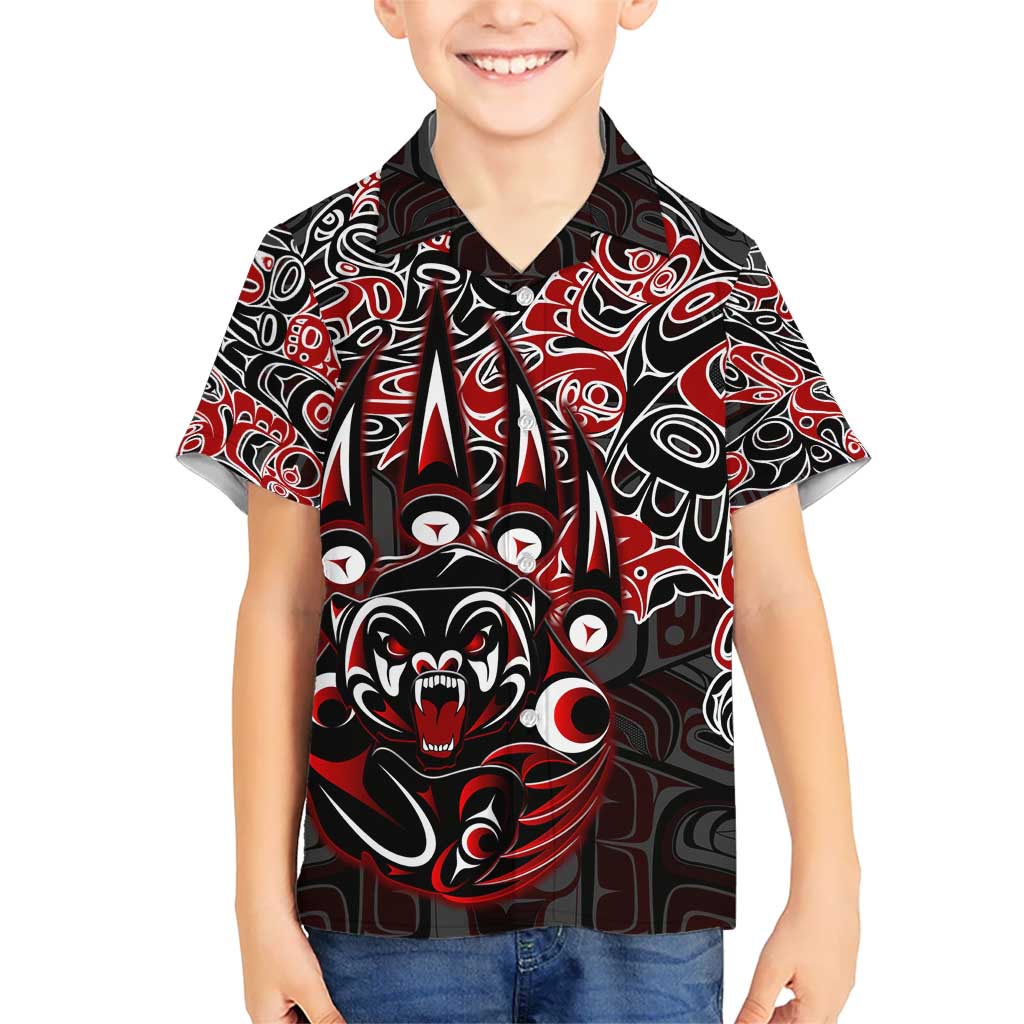 Haida Grizzly Bear Kid Hawaiian Shirt Canada Indigenous Spirit Claw Totem Art