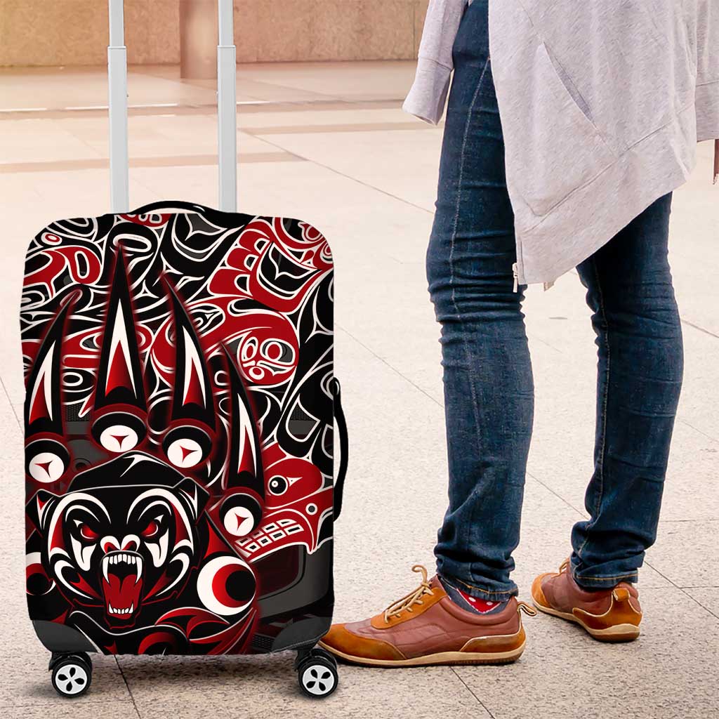 Haida Grizzly Bear Luggage Cover Canada Indigenous Spirit Claw Totem Art