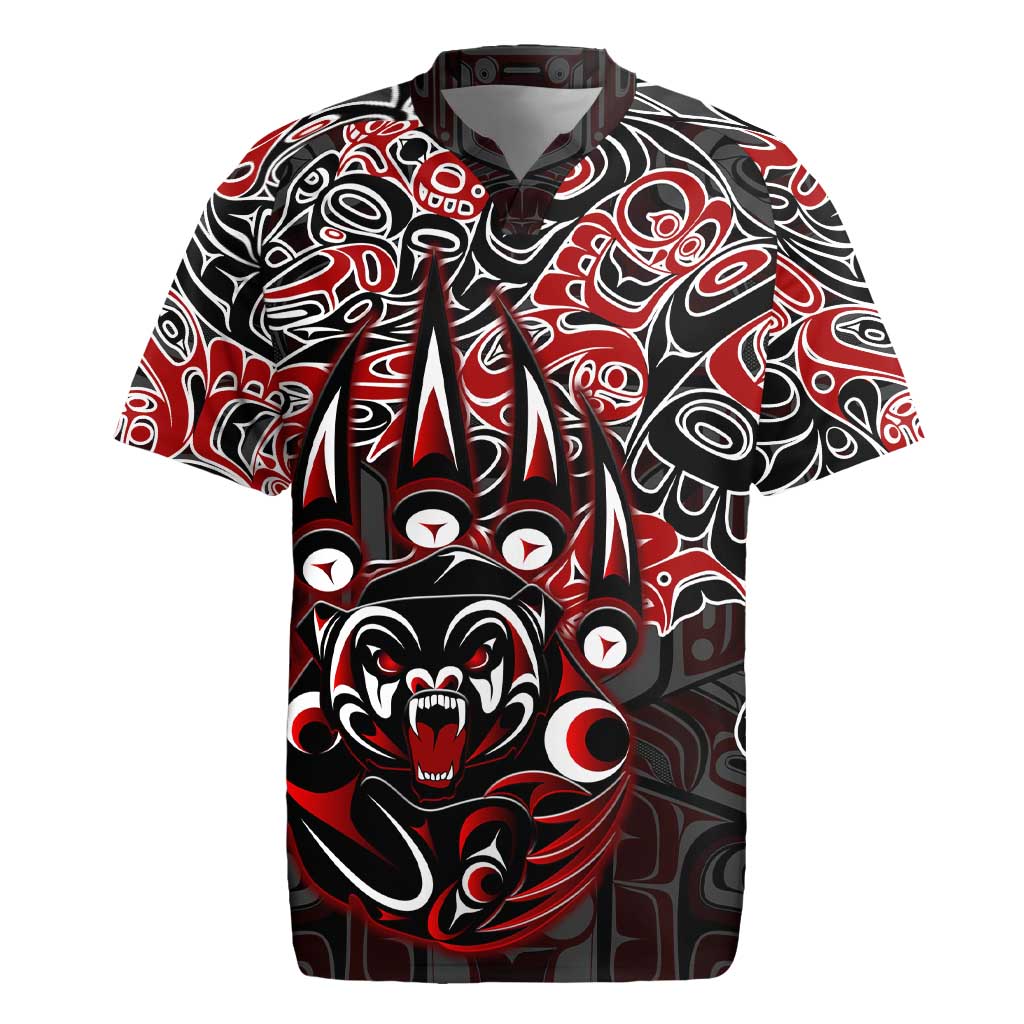 Haida Grizzly Bear Rugby Jersey Canada Indigenous Spirit Claw Totem Art