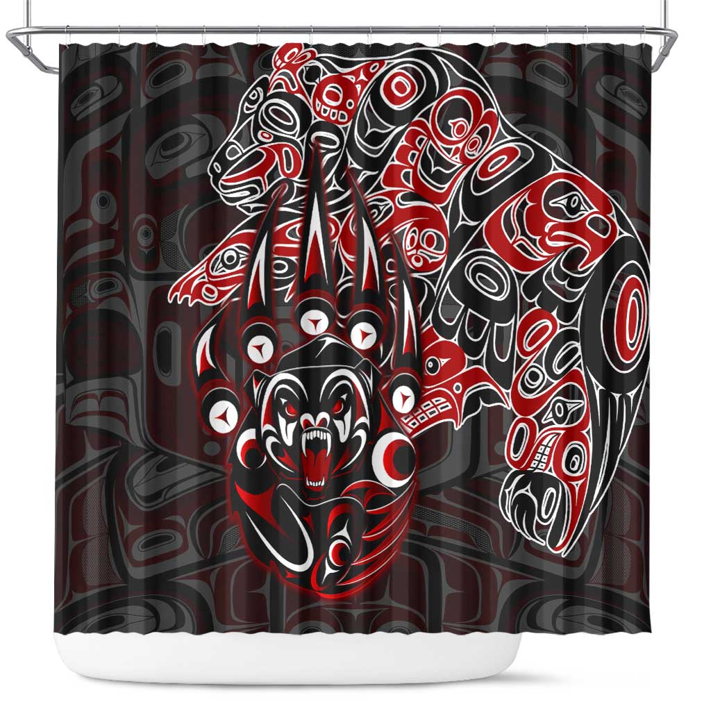 Haida Grizzly Bear Shower Curtain Canada Indigenous Spirit Claw Totem Art