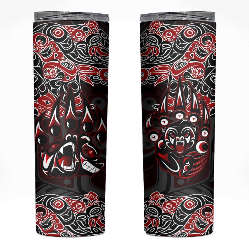 Haida Grizzly Bear Skinny Tumbler Canada Indigenous Spirit Claw Totem Art