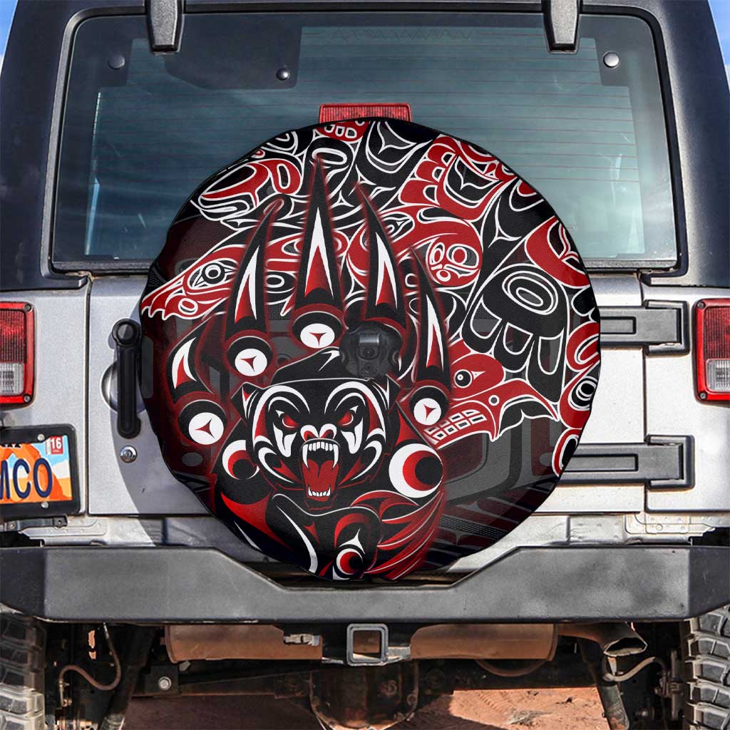 Haida Grizzly Bear Spare Tire Cover Canada Indigenous Spirit Claw Totem Art