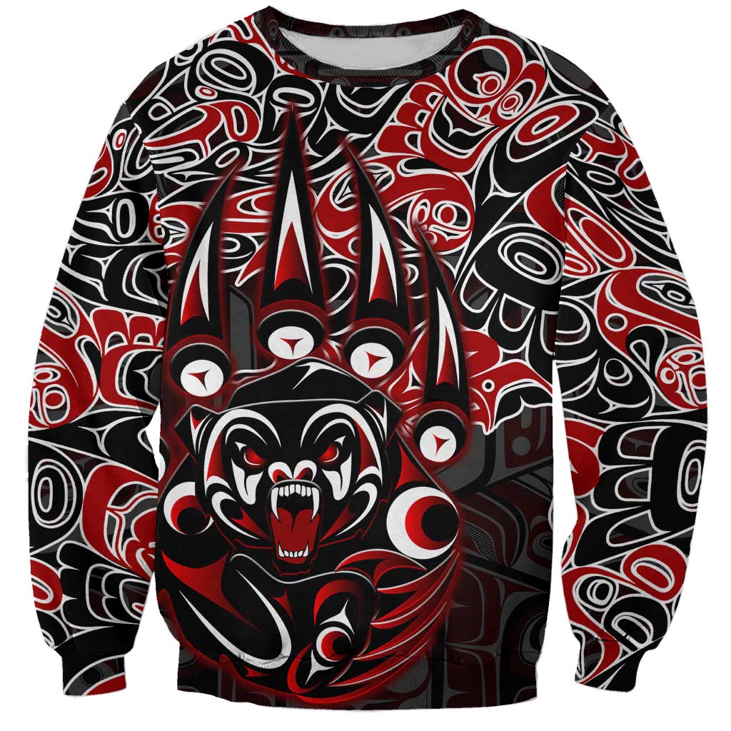 Haida Grizzly Bear Sweatshirt Canada Indigenous Spirit Claw Totem Art