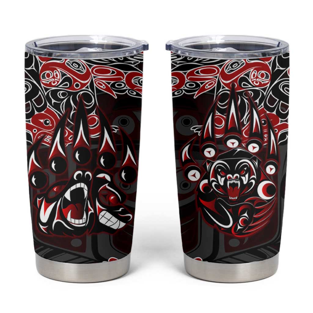 Haida Grizzly Bear Tumbler Cup Canada Indigenous Spirit Claw Totem Art