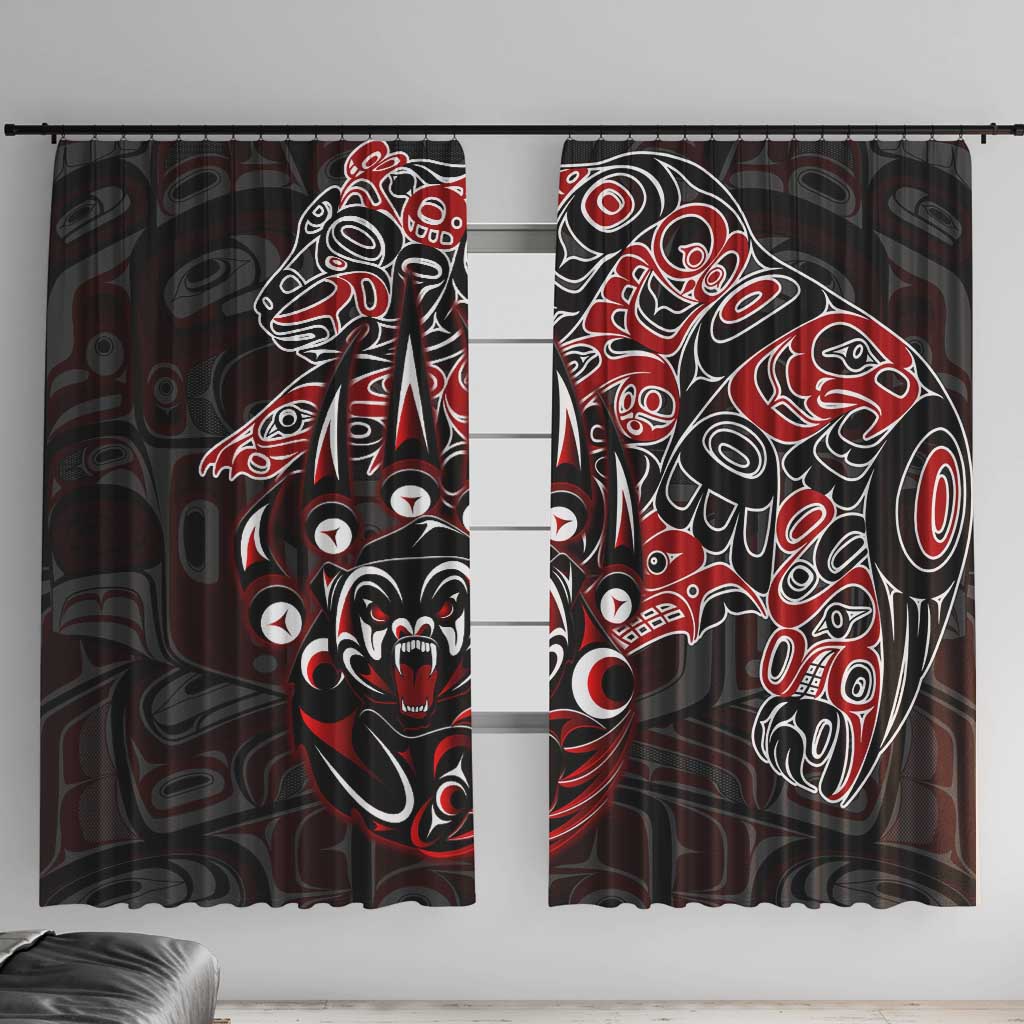 Haida Grizzly Bear Window Curtain Canada Indigenous Spirit Claw Totem Art