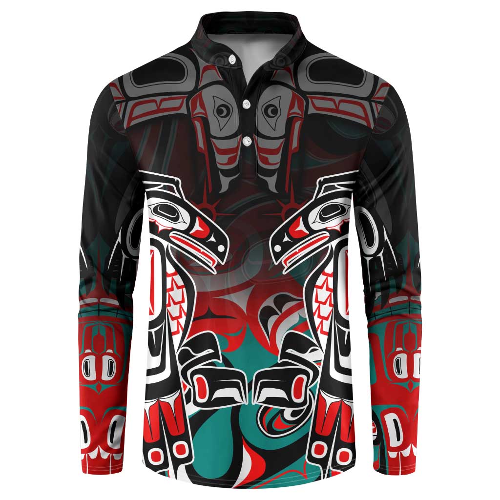 Eagle of Haida Gwaii Canada Button Sweatshirt Indigenous Art Thunderbird