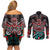 Eagle of Haida Gwaii Canada Couples Matching Off Shoulder Short Dress and Long Sleeve Button Shirt Indigenous Art Thunderbird