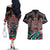 Eagle of Haida Gwaii Canada Couples Matching Off The Shoulder Long Sleeve Dress and Hawaiian Shirt Indigenous Art Thunderbird