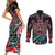 Eagle of Haida Gwaii Canada Couples Matching Short Sleeve Bodycon Dress and Long Sleeve Button Shirt Indigenous Art Thunderbird