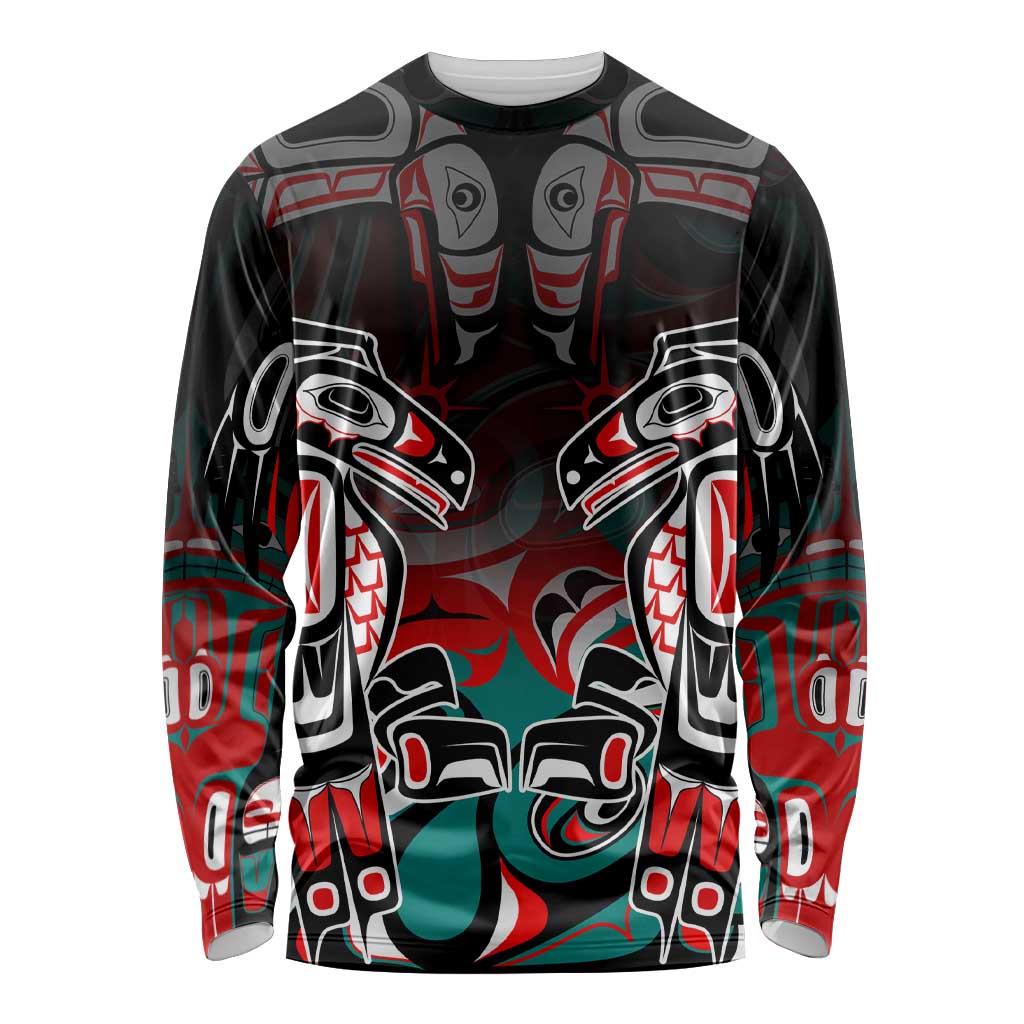 Eagle of Haida Gwaii Canada Long Sleeve Shirt Indigenous Art Thunderbird