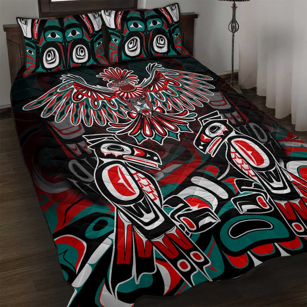 Eagle of Haida Gwaii Canada Quilt Bed Set Indigenous Art Thunderbird