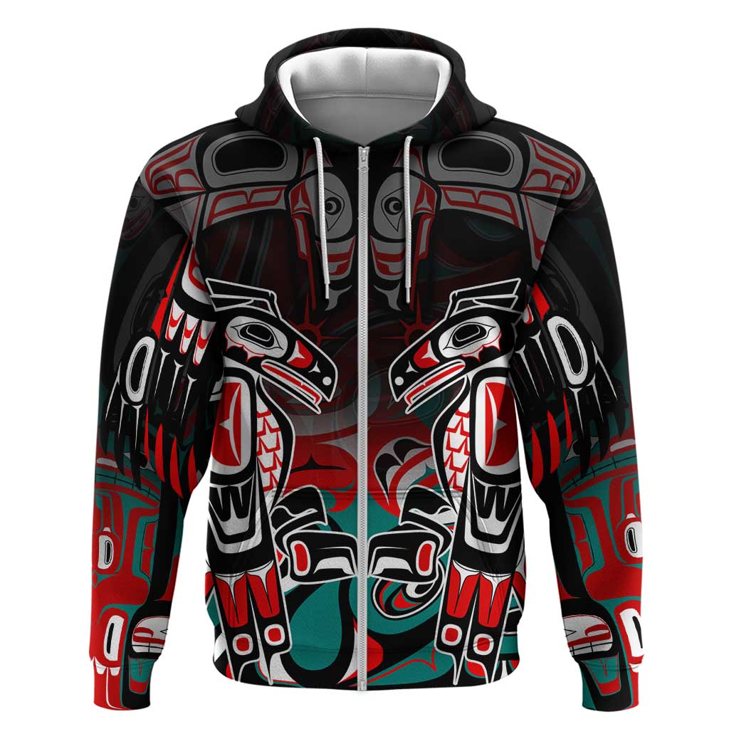 Eagle of Haida Gwaii Canada Zip Hoodie Indigenous Art Thunderbird