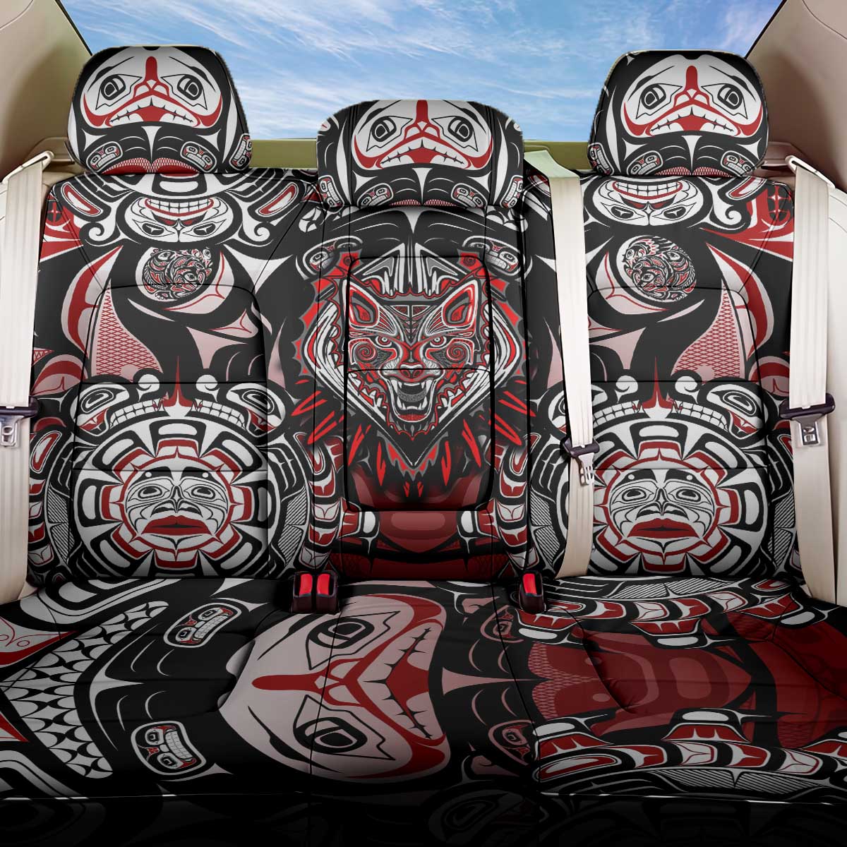 Haida Wolf Back Car Seat Cover Canada Indigenous Art