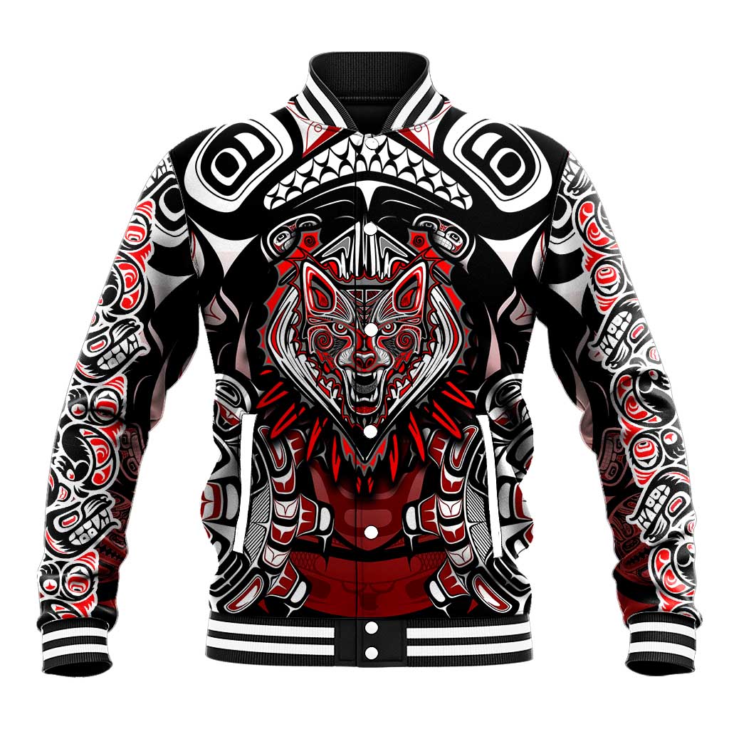 Haida Wolf Baseball Jacket Canada Indigenous Art