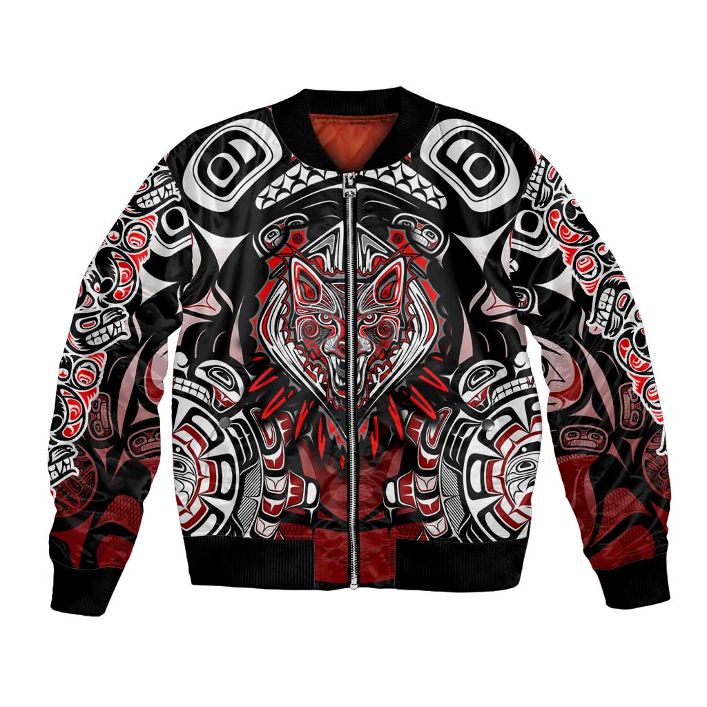 Haida Wolf Bomber Jacket Canada Indigenous Art