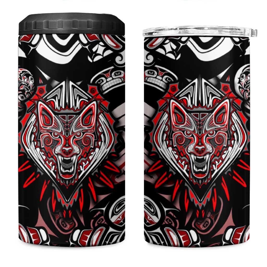 Haida Wolf 4 in 1 Can Cooler Tumbler Canada Indigenous Art