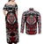 Haida Wolf Couples Matching Off Shoulder Maxi Dress and Long Sleeve Button Shirt Canada Indigenous Art