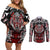 Haida Wolf Couples Matching Off Shoulder Short Dress and Long Sleeve Button Shirt Canada Indigenous Art